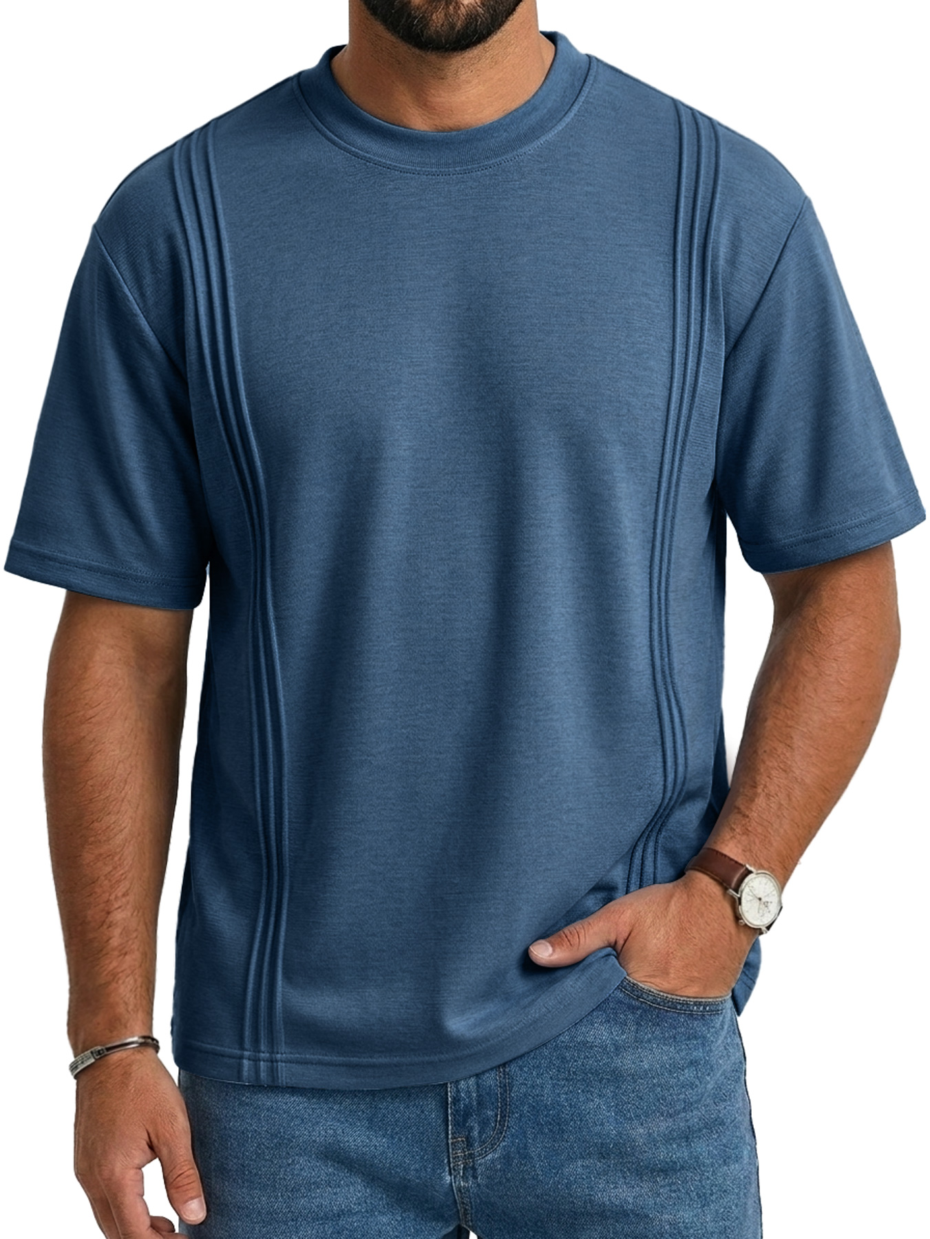 Men's Crew Neck Deconstructed Casual Short-Sleeve T-Shirt