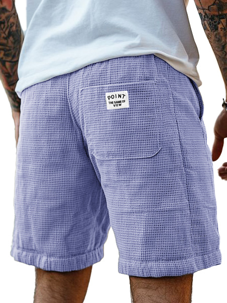 Men's Fashion Casual Waffle Fabric Logo Embroidered Shorts 