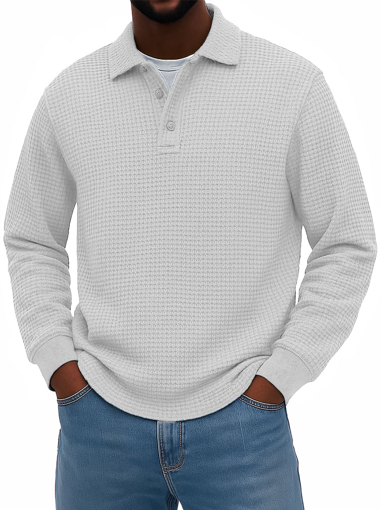 Men's Stylish Casual Corduroy Lapel Long-sleeved Polo Shirt 