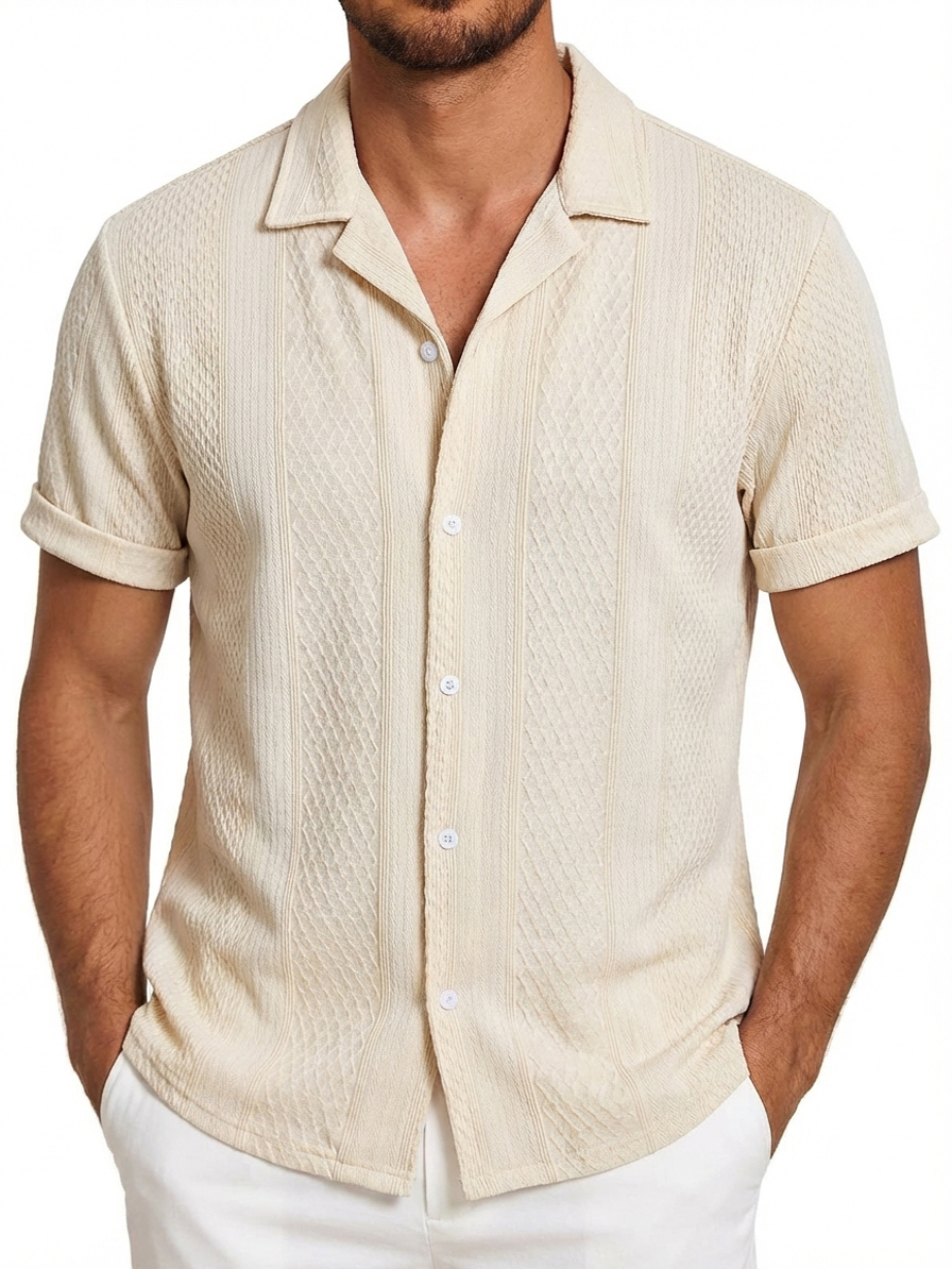 Men's Everyday Casual Striped Short-Sleeve Shirt