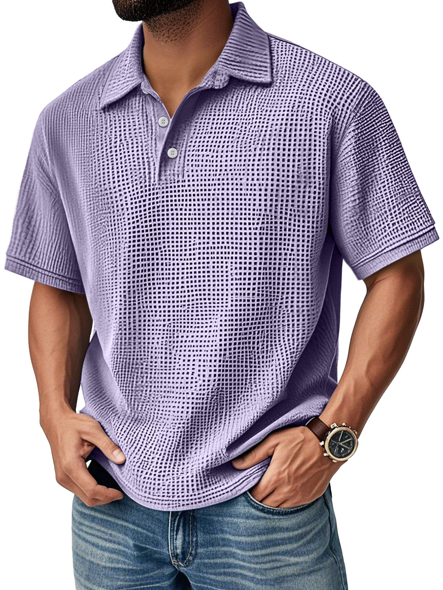 Men's Daily Casual Waffle Comfort Short Sleeve POLO Shirt