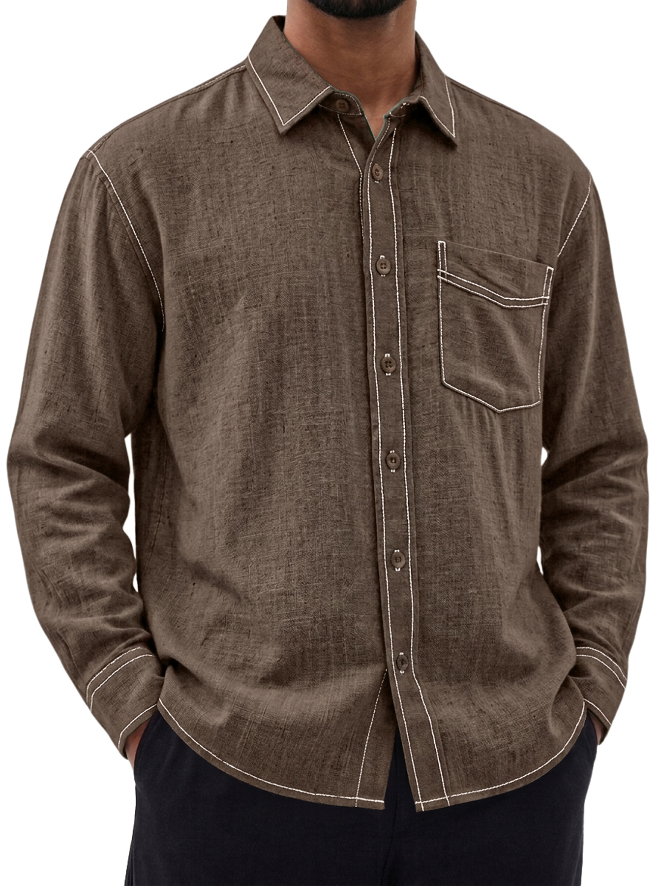 Men's Comfortable Casual Long-Sleeve Linen Shirt