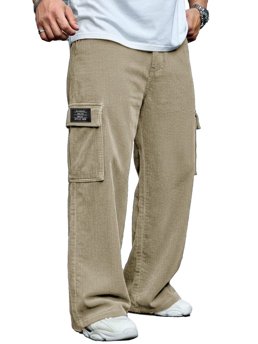 Men's Stylish Casual Corduroy Pocket Loose-fitting Work Trousers 