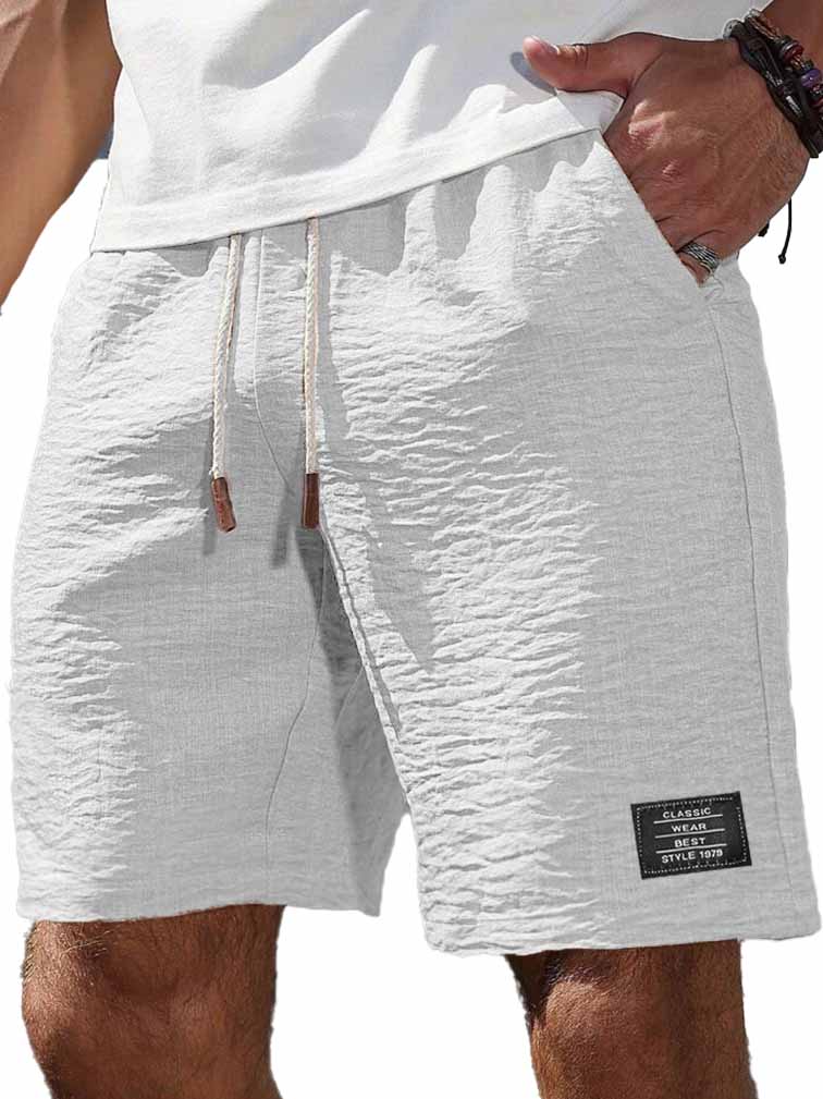 Men's Fashion Casual Daily Texture Fabric Embroidered Logo Pocket Shorts
