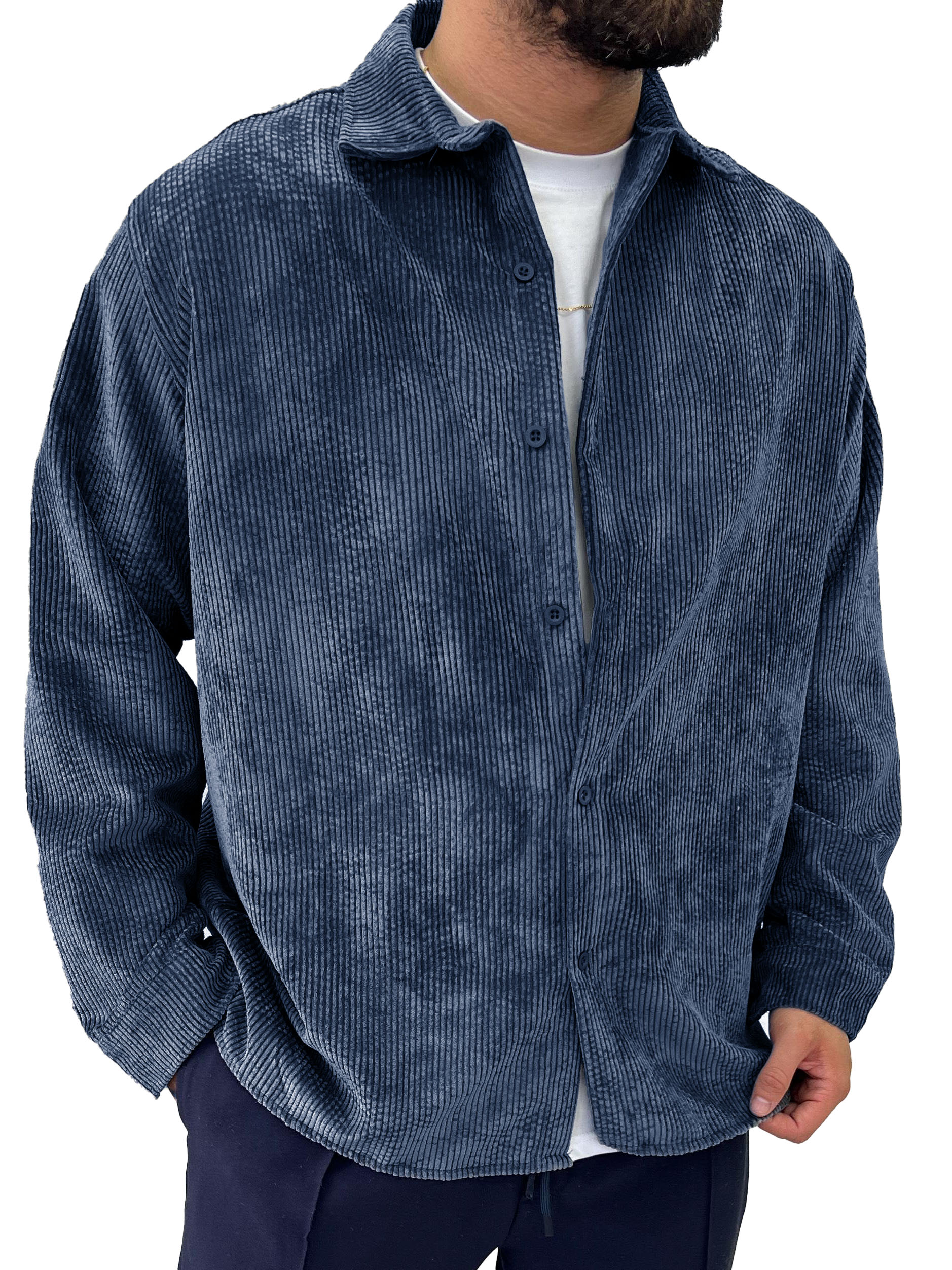 Men's Fashion Vintage Corduroy Fabric Long Sleeve Shirt