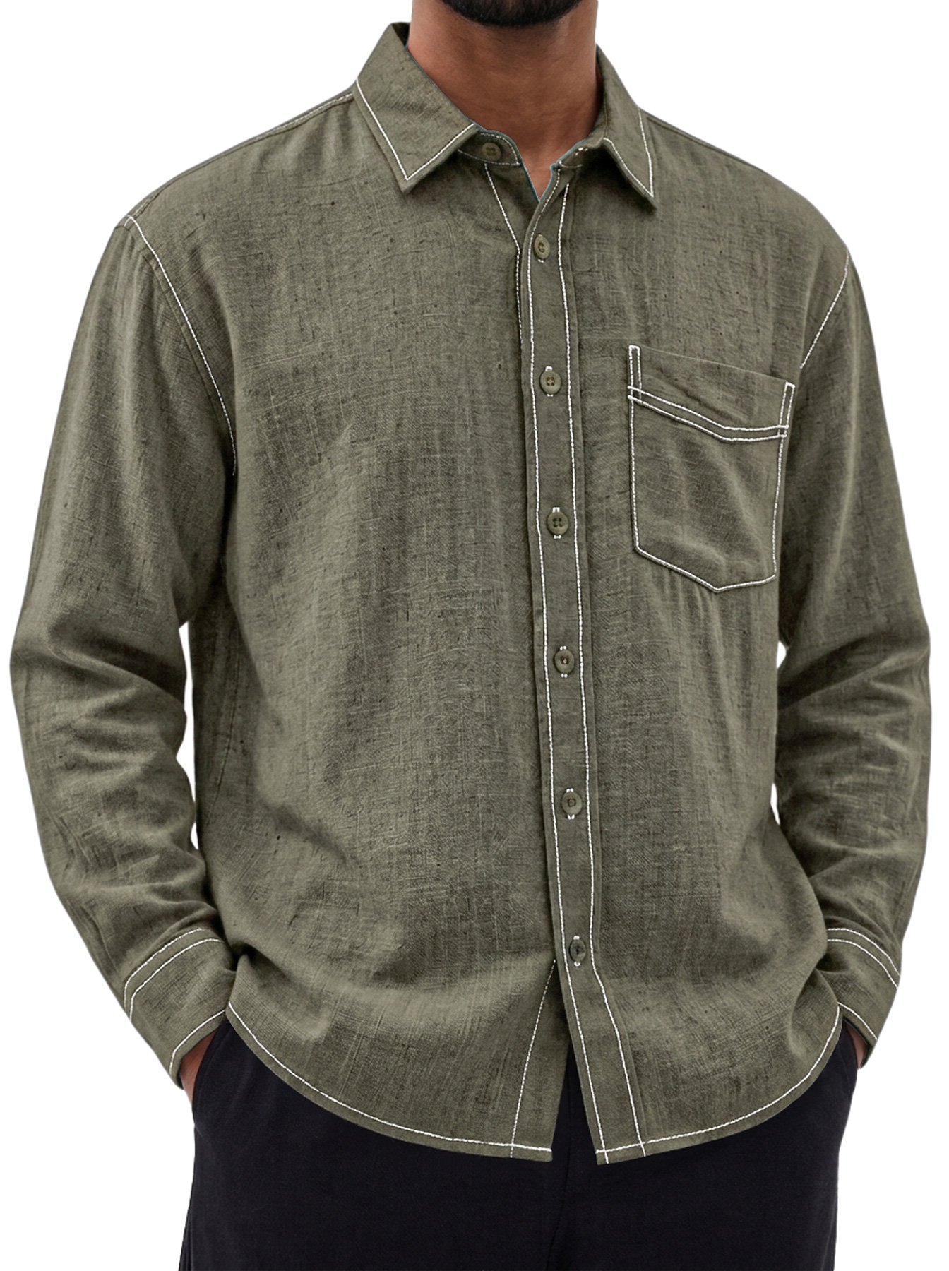 Men's Comfortable Casual Long-Sleeve Linen Shirt