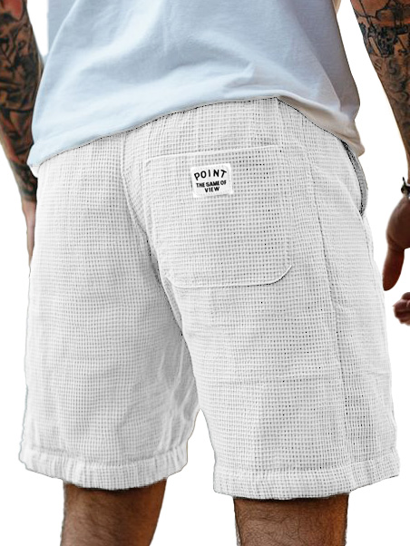 Men's Fashion Casual Waffle Fabric Logo Embroidered Shorts 