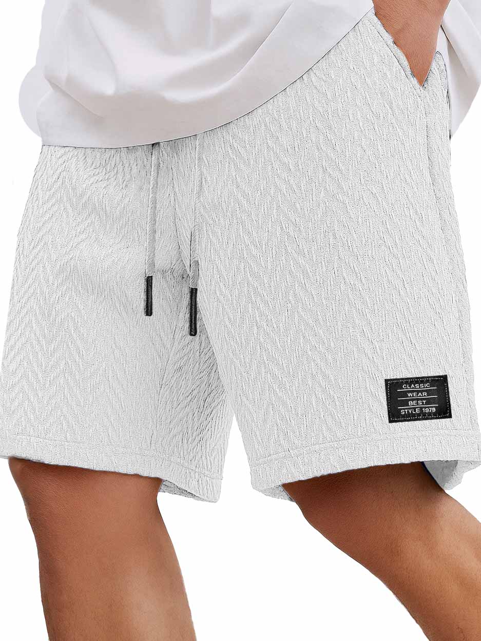 Men's Fashion Casual Daily Textured Fabric Embroidered Logo Pocket Shorts