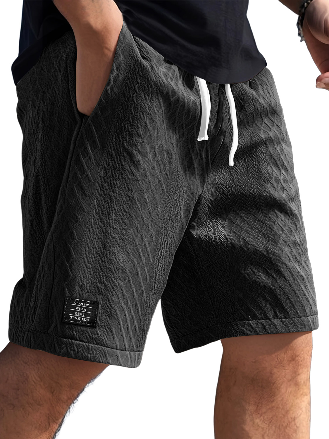 Men's Daily Jacquard Texture Logo Casual Solid Color Shorts