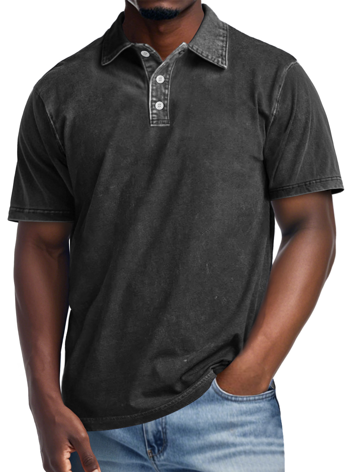 Men's Retro Lapel Button Casual Short Sleeve POLO Shirt