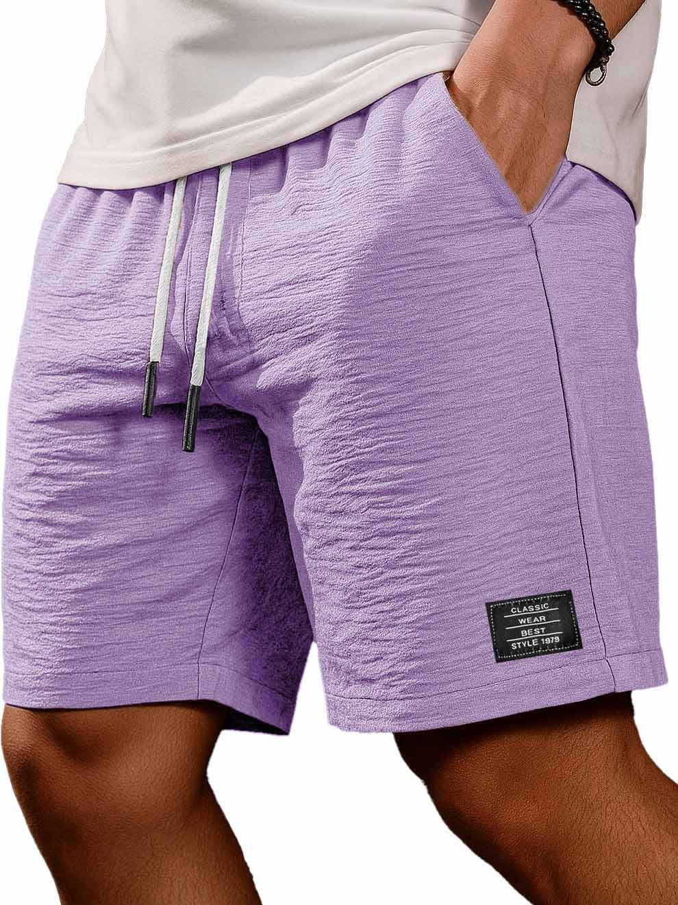 Men's Fashion Casual Daily Pleated Fabric Embroidered Logo Pocket Shorts
