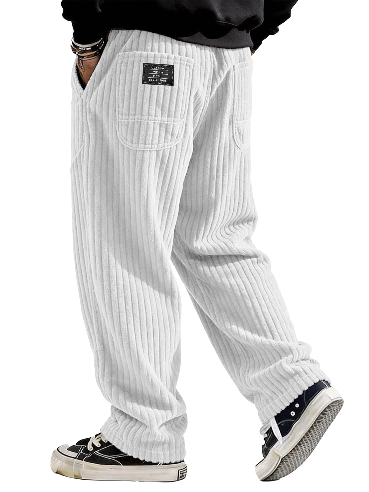 Stylish Casual Loose Corduroy Fabric Pocket Tether Pants