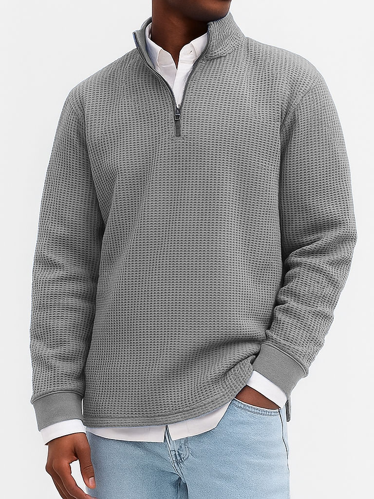 Men's Stylish Casual Breathable Fabric Stand-up Collar Long-sleeved Sweatshirt