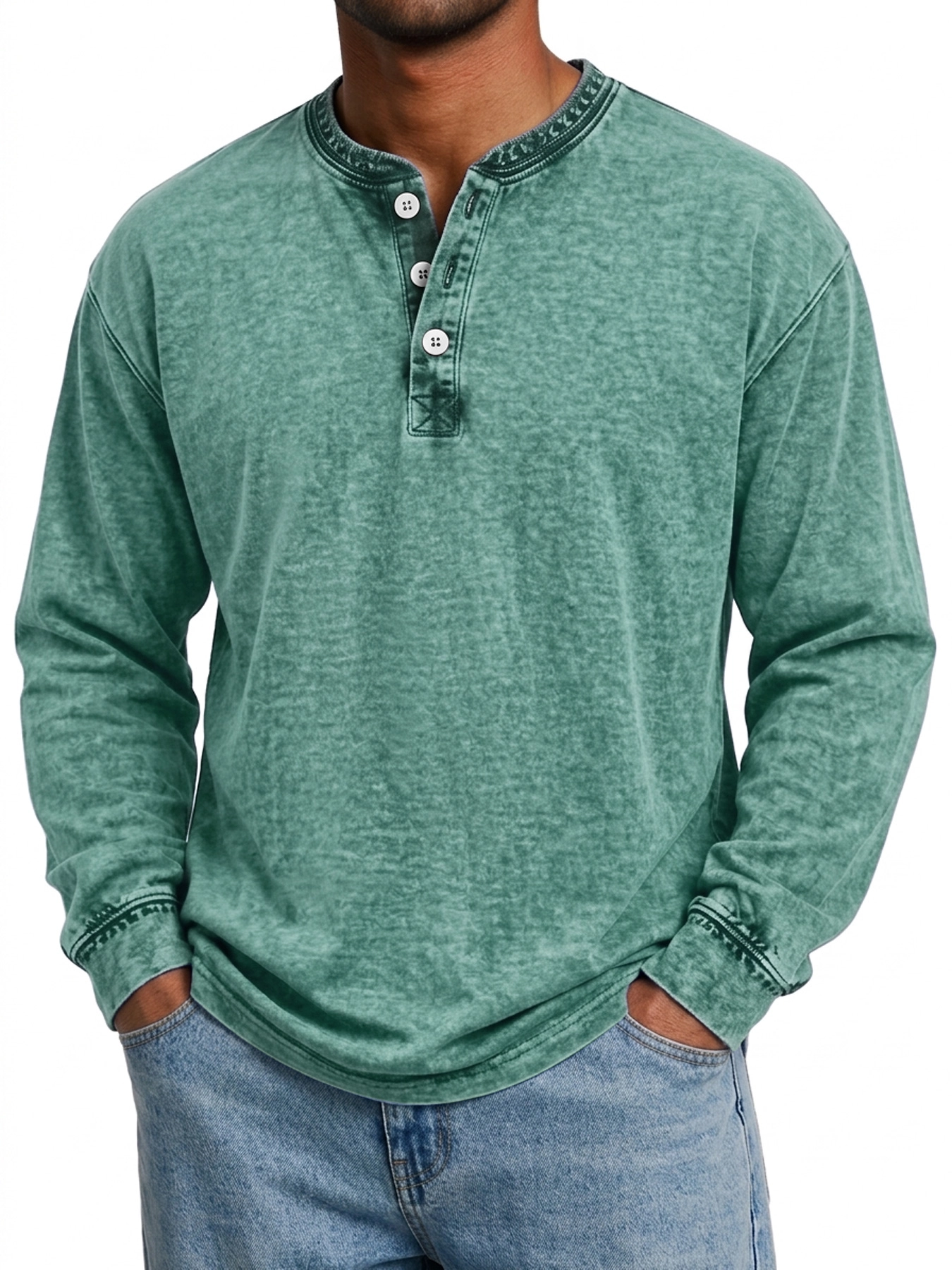 Men's Vintage Comfortable Casual Long-Sleeve Henley Shirt