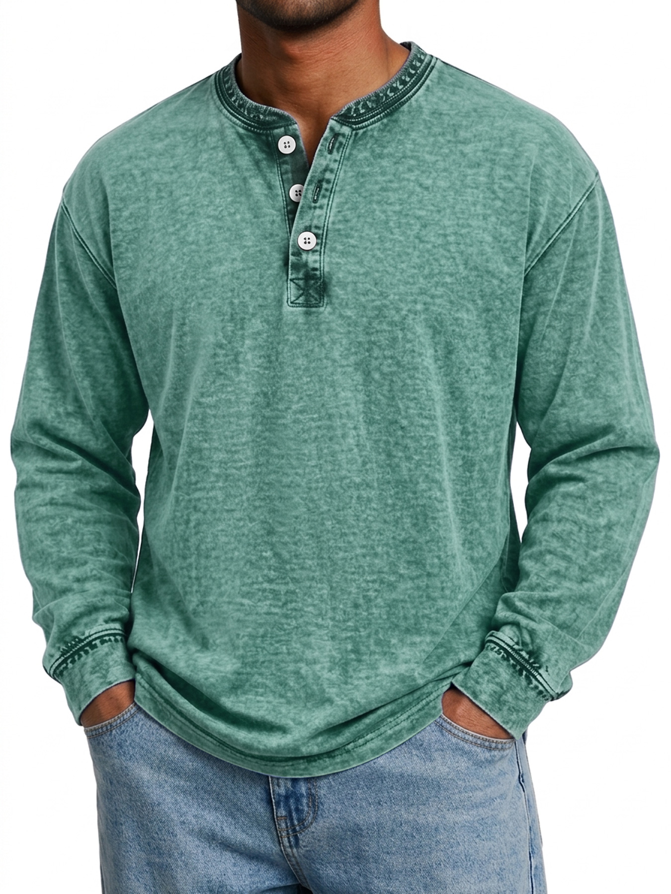 Men's Vintage Comfortable Casual Long-Sleeve Henley Shirt
