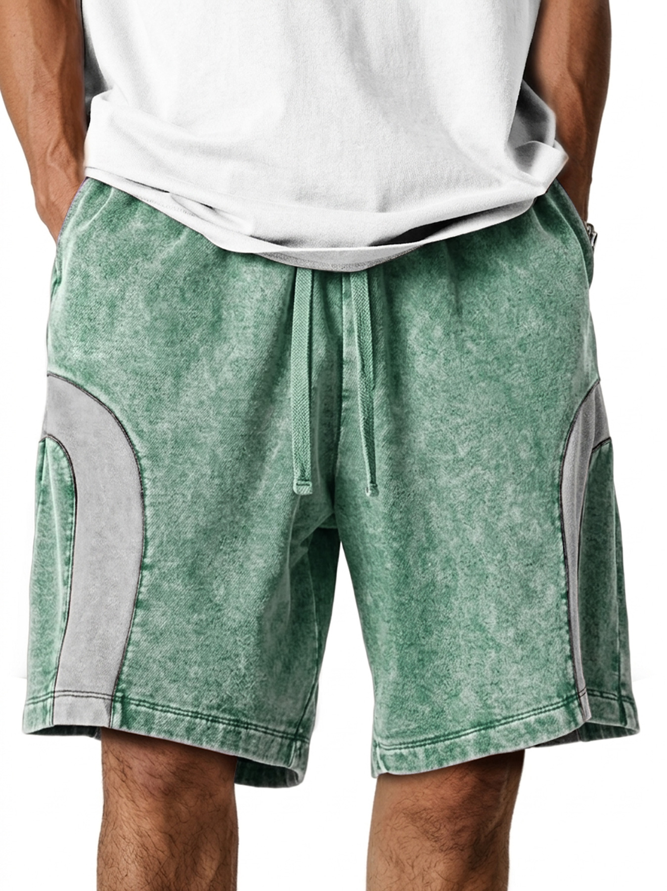 Men's Retro Deconstructed Patchwork Embroidered Logo Casual Comfort Shorts