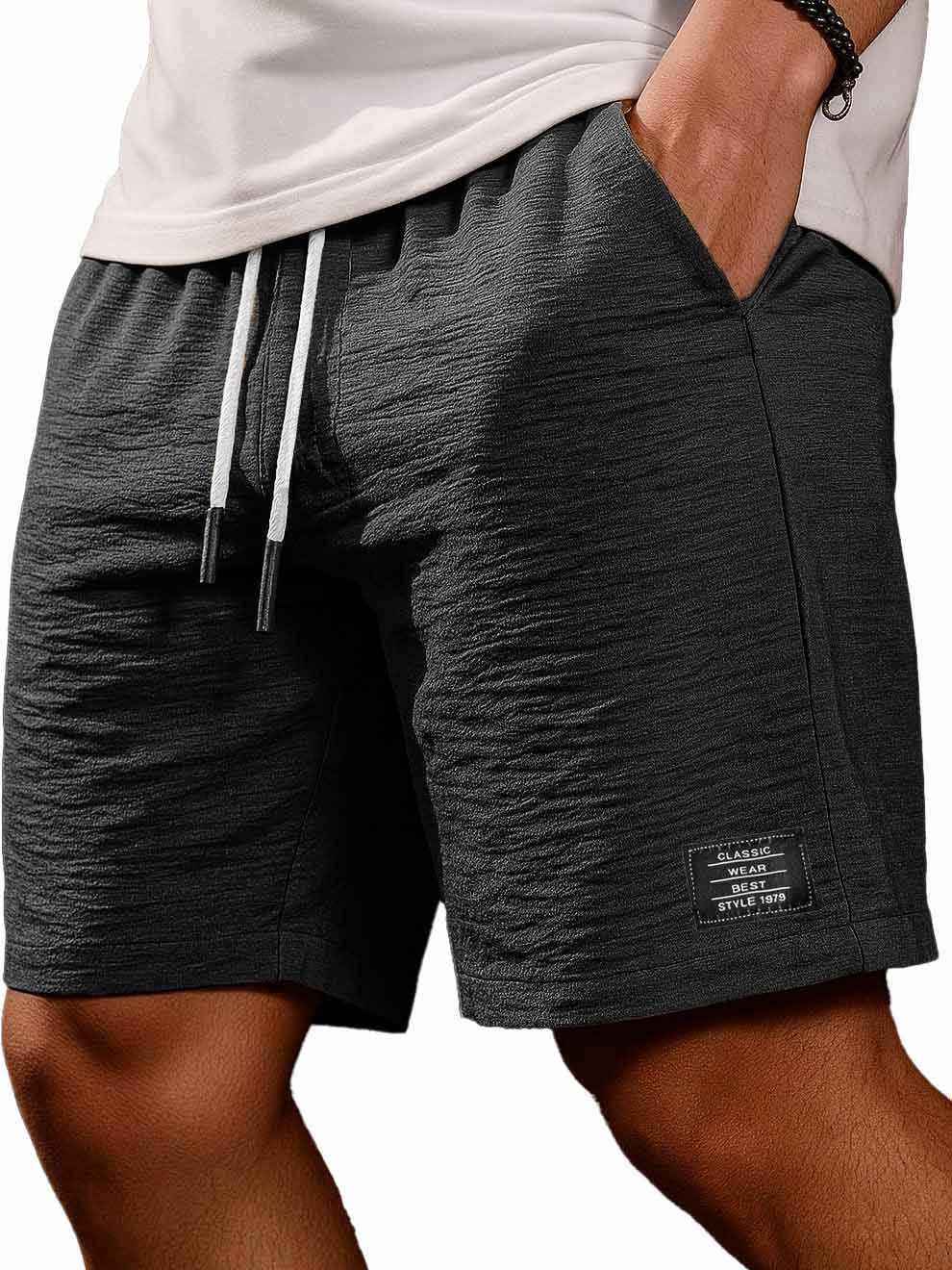 Men's Fashion Casual Daily Pleated Fabric Embroidered Logo Pocket Shorts