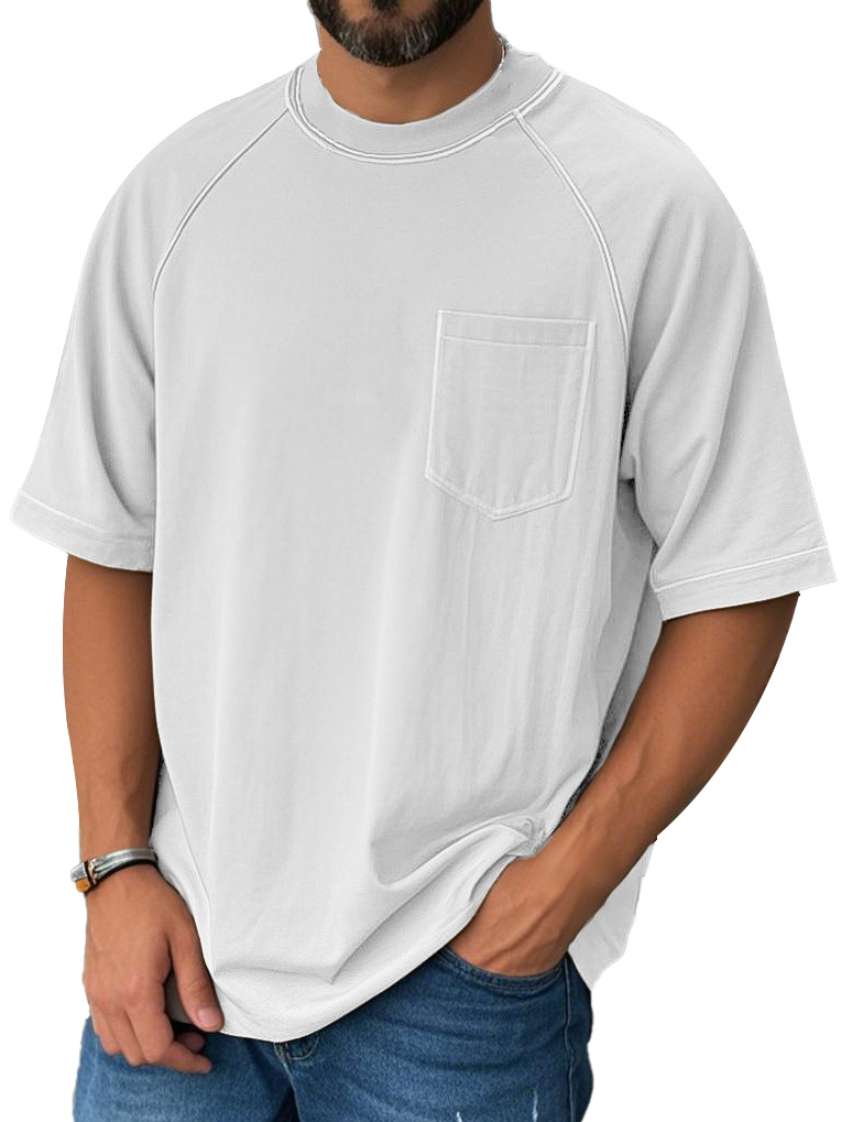 Men's Fashion Casual Raglan Pocket Short Sleeve T-Shirt