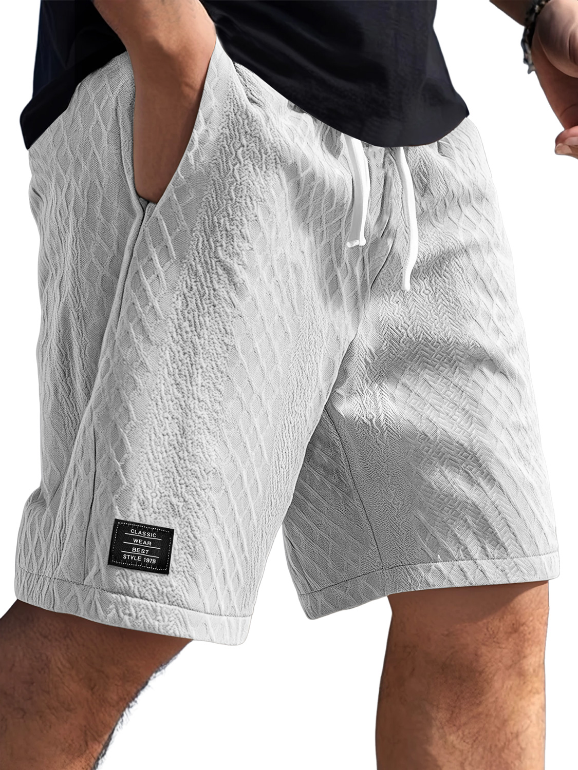 Men's Daily Jacquard Texture Logo Casual Solid Color Shorts