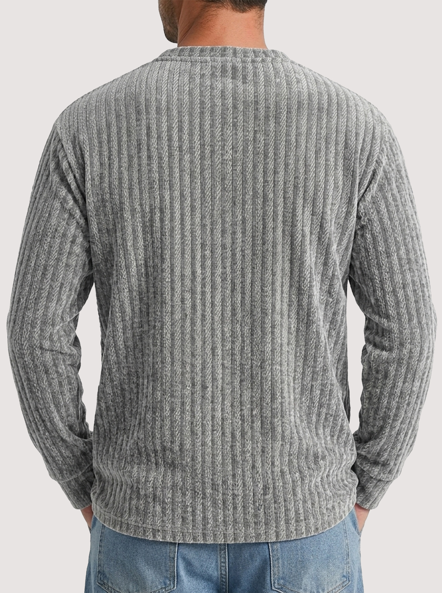 Men's Vintage Casual Solid-Color Long-Sleeve Henley Shirt