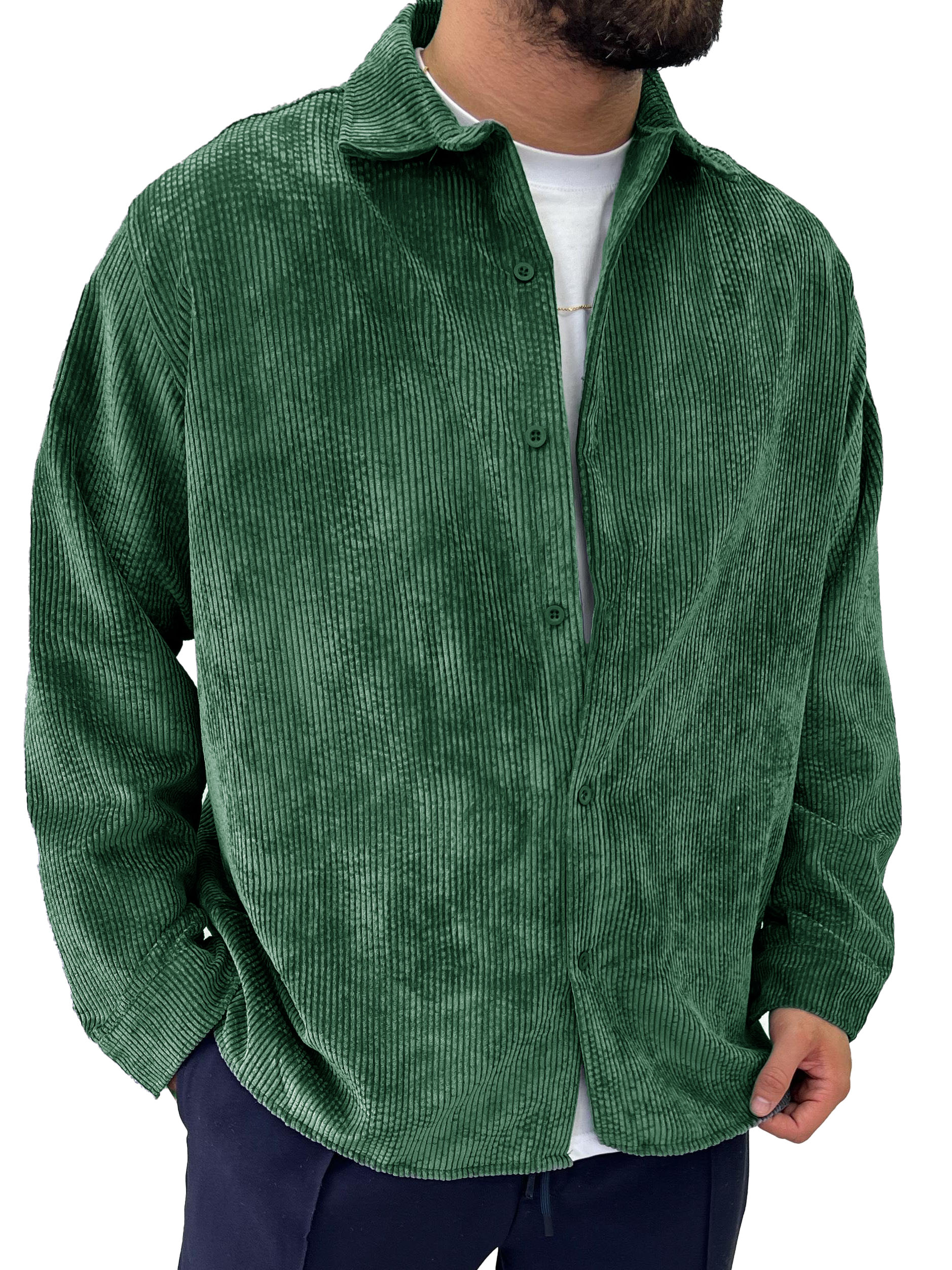 Men's Fashion Vintage Corduroy Fabric Long Sleeve Shirt