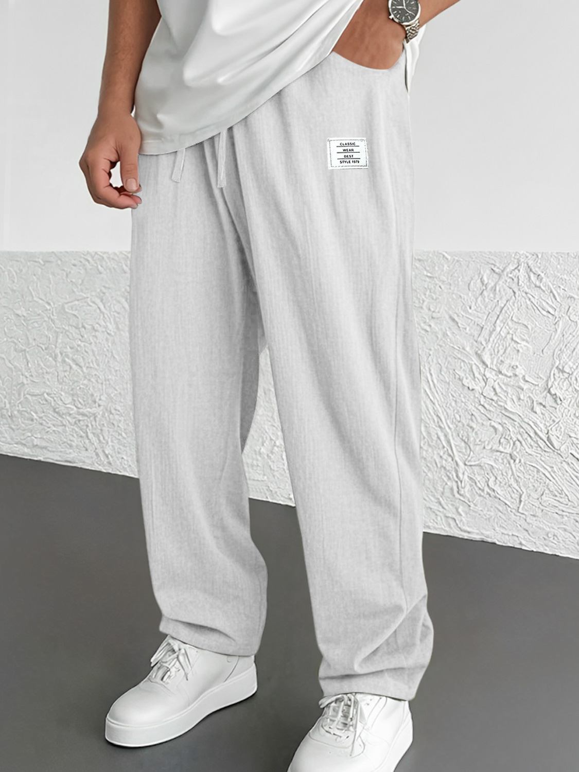 Men's Everyday Casual Embroidered Logo Solid Comfort Trousers