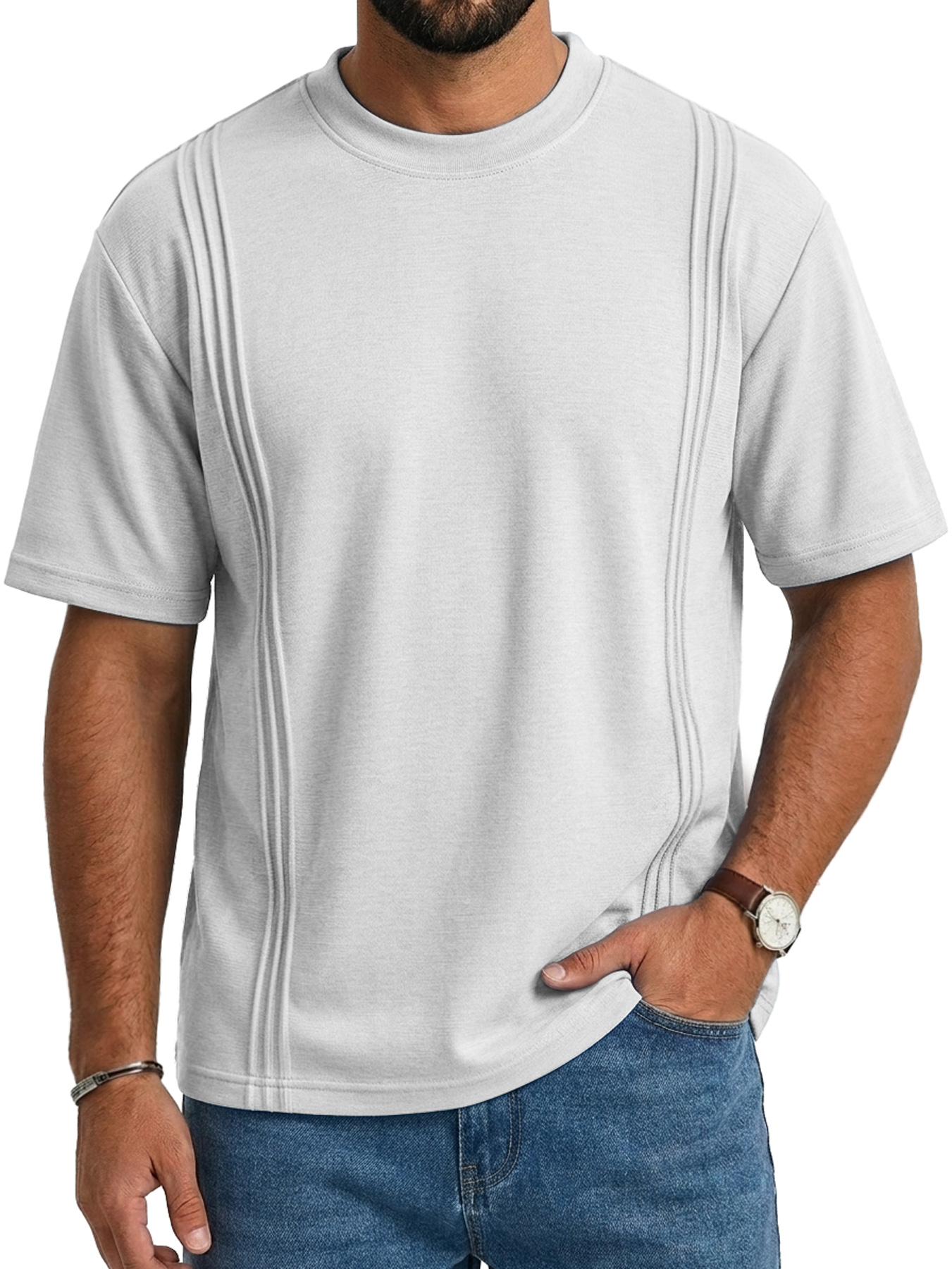 Men's Crew Neck Deconstructed Casual Short-Sleeve T-Shirt
