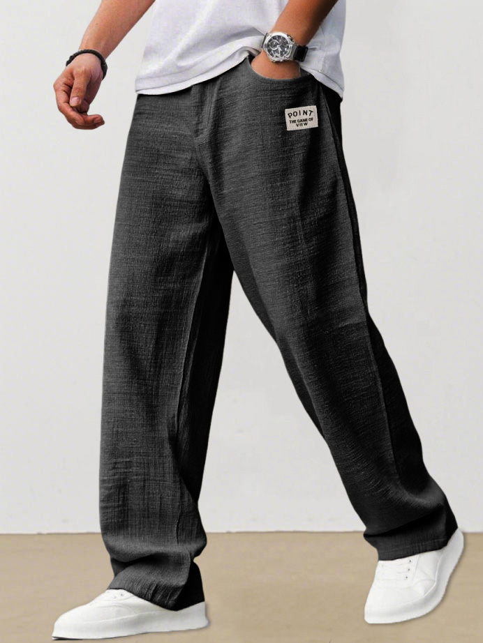 Men's Fashion Casual Daily Hemp Fabric Elastic Waist Trousers