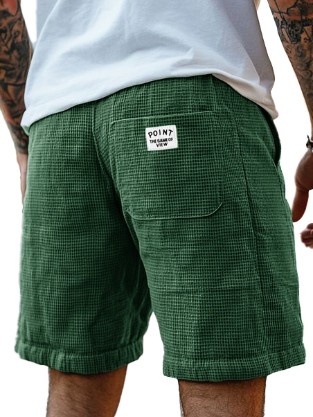 Men's Fashion Casual Waffle Fabric Logo Embroidered Shorts 