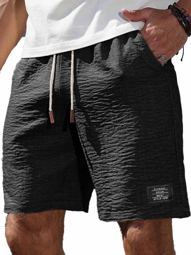 Men's Fashion Casual Daily Texture Fabric Embroidered Logo Pocket Shorts
