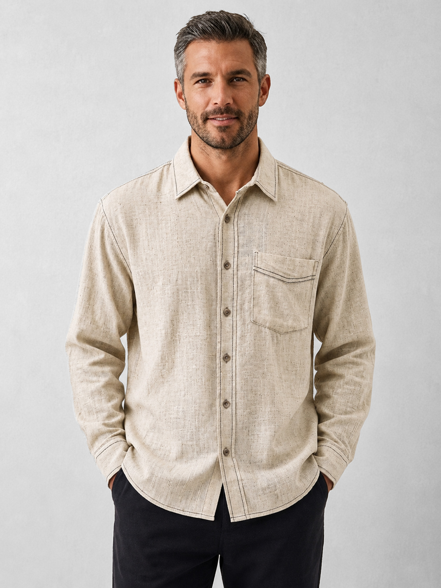 Men's Comfortable Casual Long-Sleeve Linen Shirt