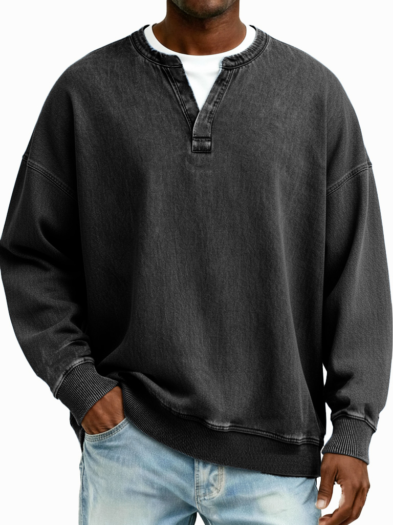 Men's Fashionable Casual Retro Distressed Fake Two-piece  Long-Sleeved T-Shirt