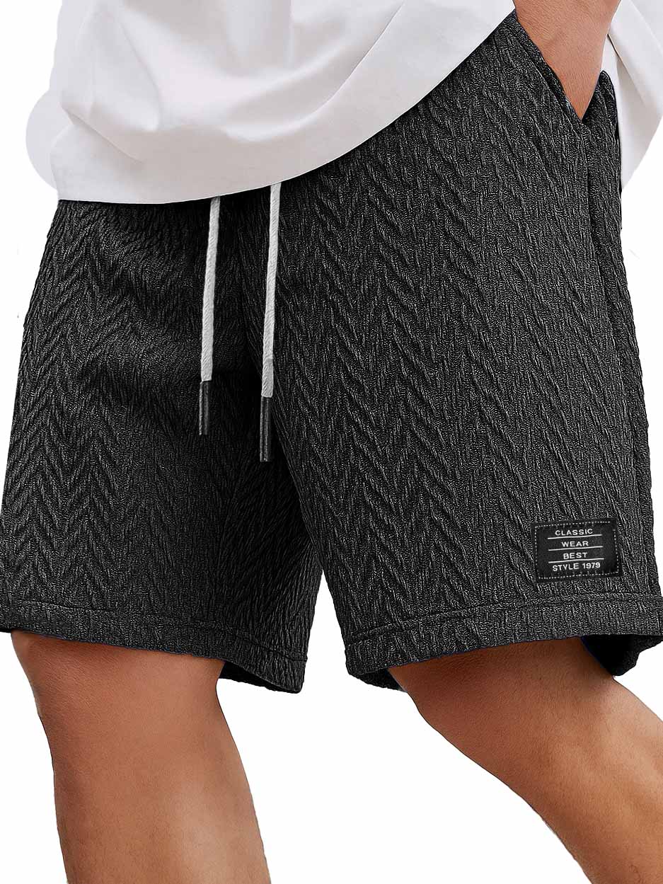 Men's Fashion Casual Daily Textured Fabric Embroidered Logo Pocket Shorts