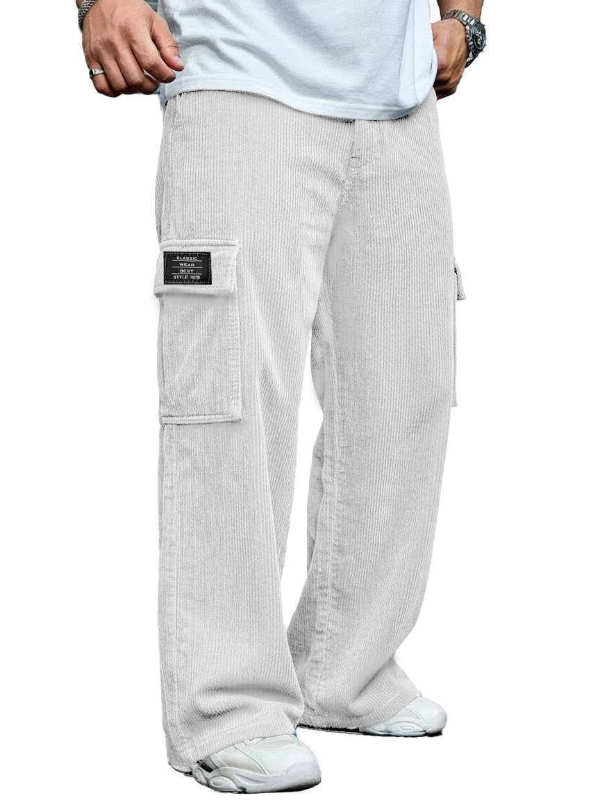 Men's Stylish Casual Corduroy Pocket Loose-fitting Work Trousers 