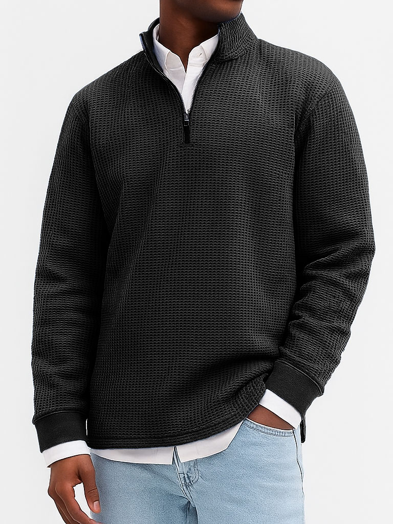 Men's Stylish Casual Breathable Fabric Stand-up Collar Long-sleeved Sweatshirt