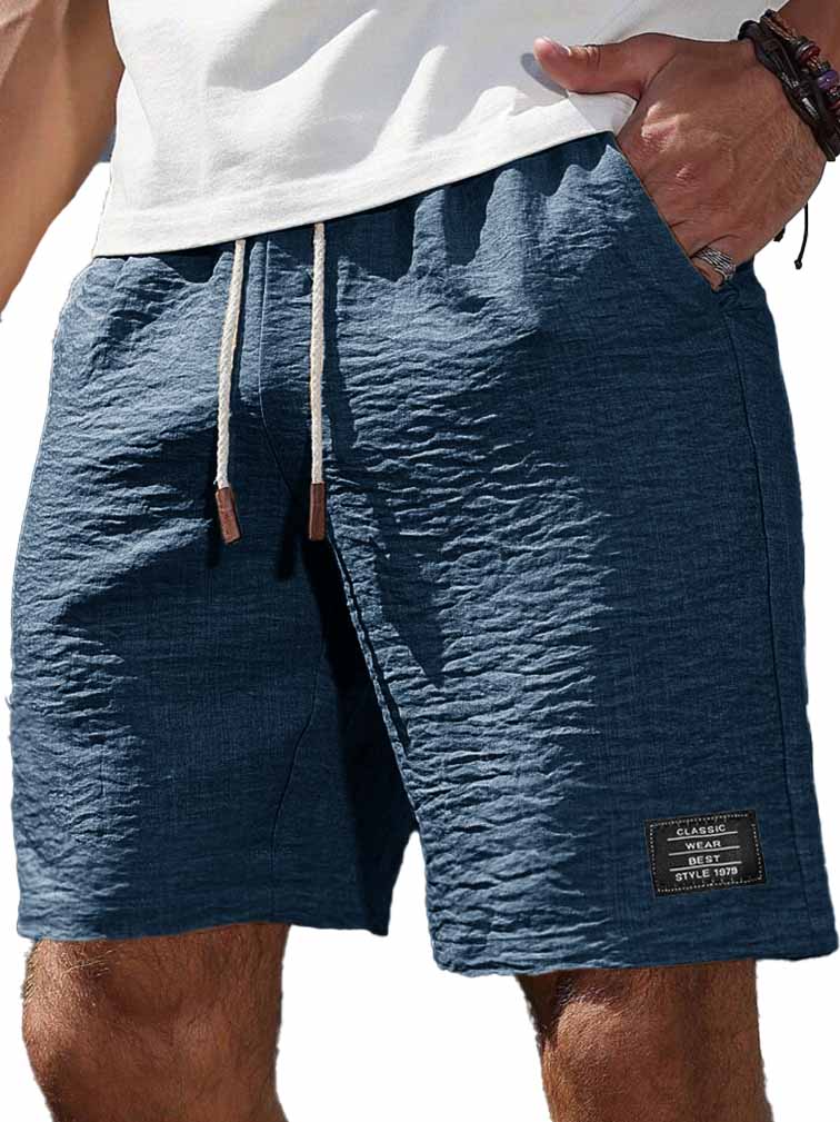 Men's Fashion Casual Daily Texture Fabric Embroidered Logo Pocket Shorts