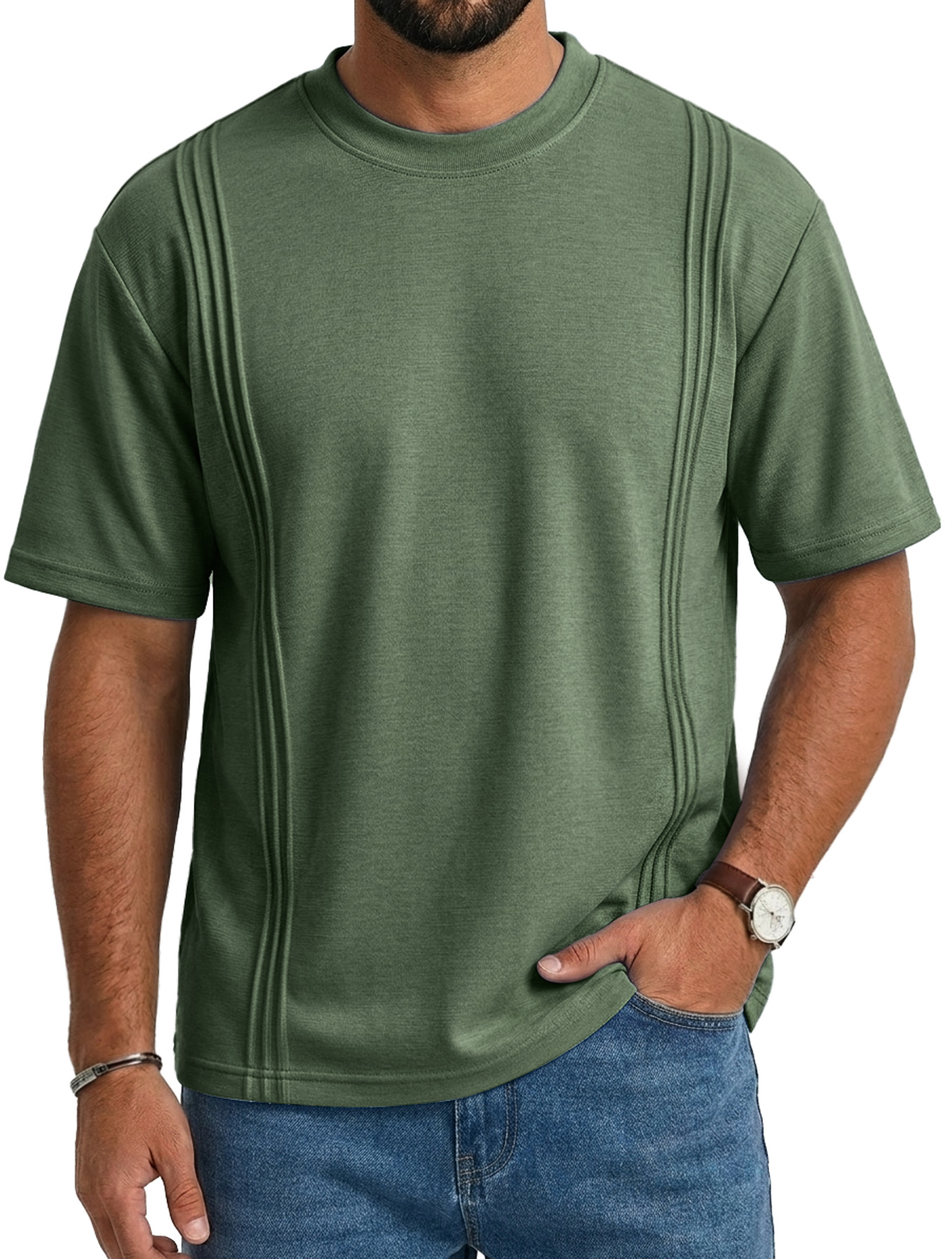 Men's Crew Neck Deconstructed Casual Short-Sleeve T-Shirt