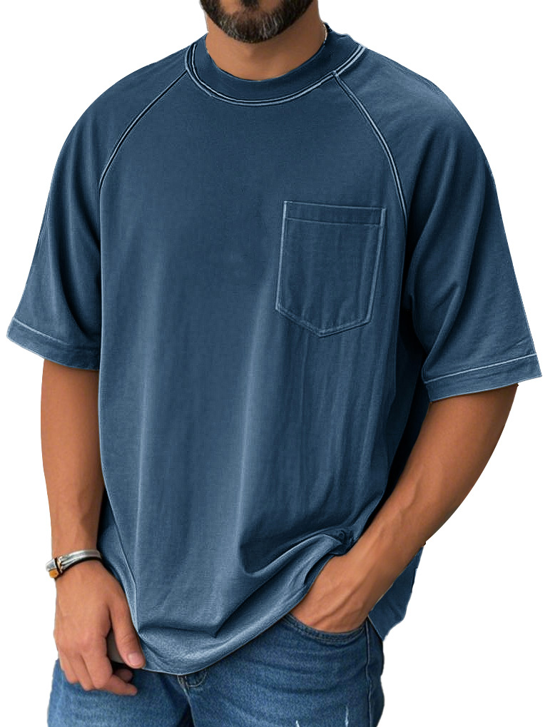 Men's Fashion Casual Raglan Pocket Short Sleeve T-Shirt