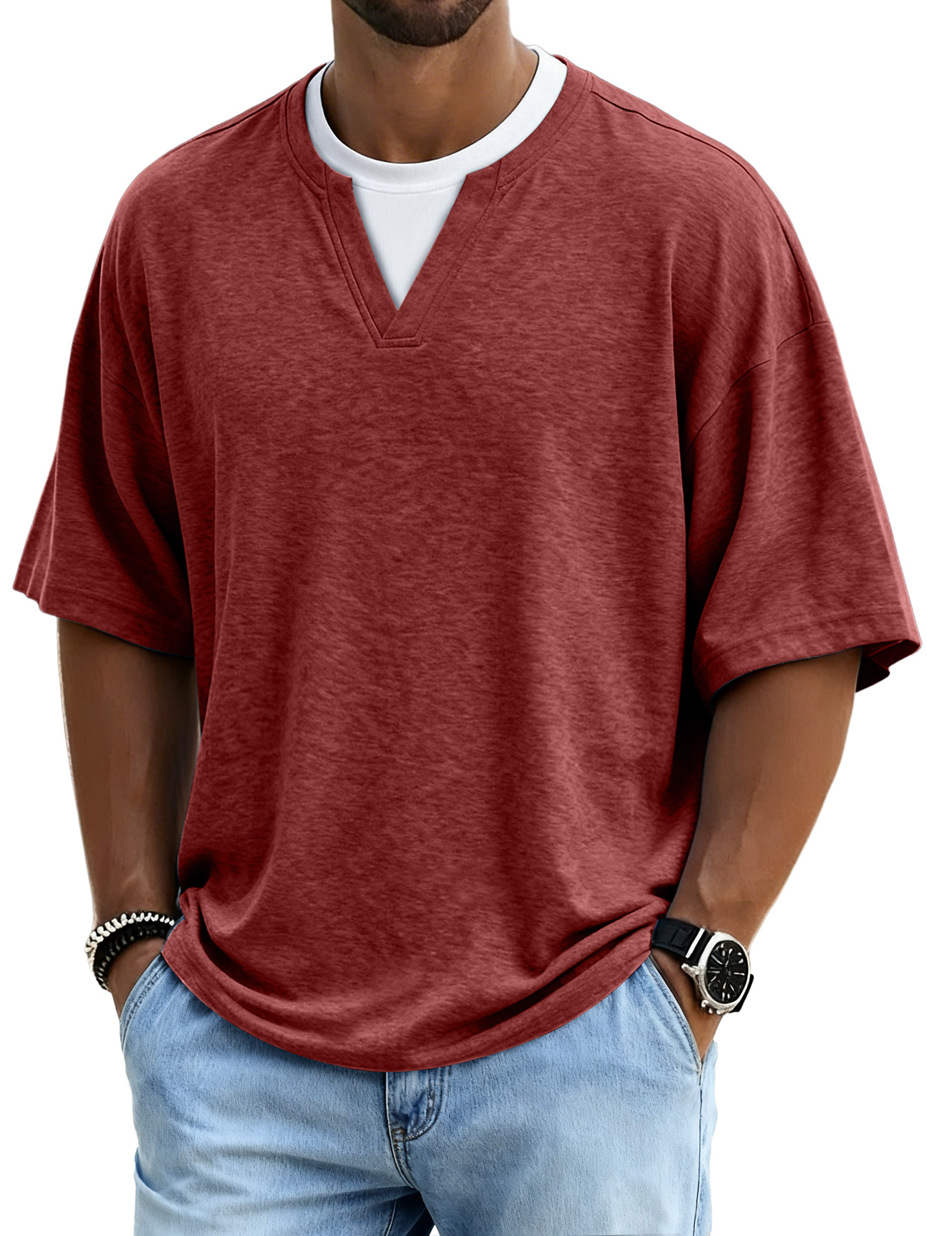 Men's Simple Faux Two-Piece Casual Comfortable Short-Sleeve T-Shirt