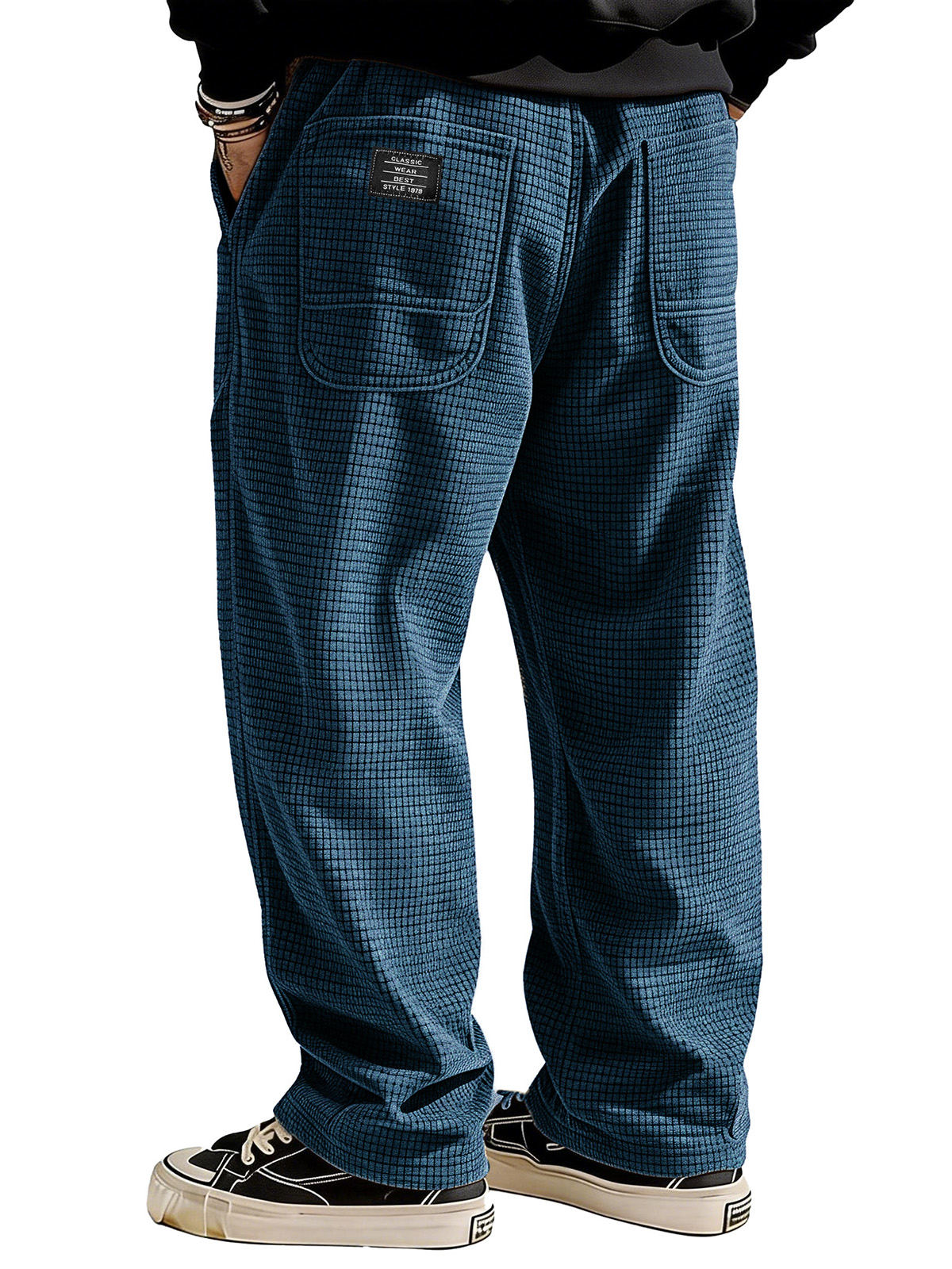 Stylish Casual Loose Waffle Fabric Pocket Tether Pants