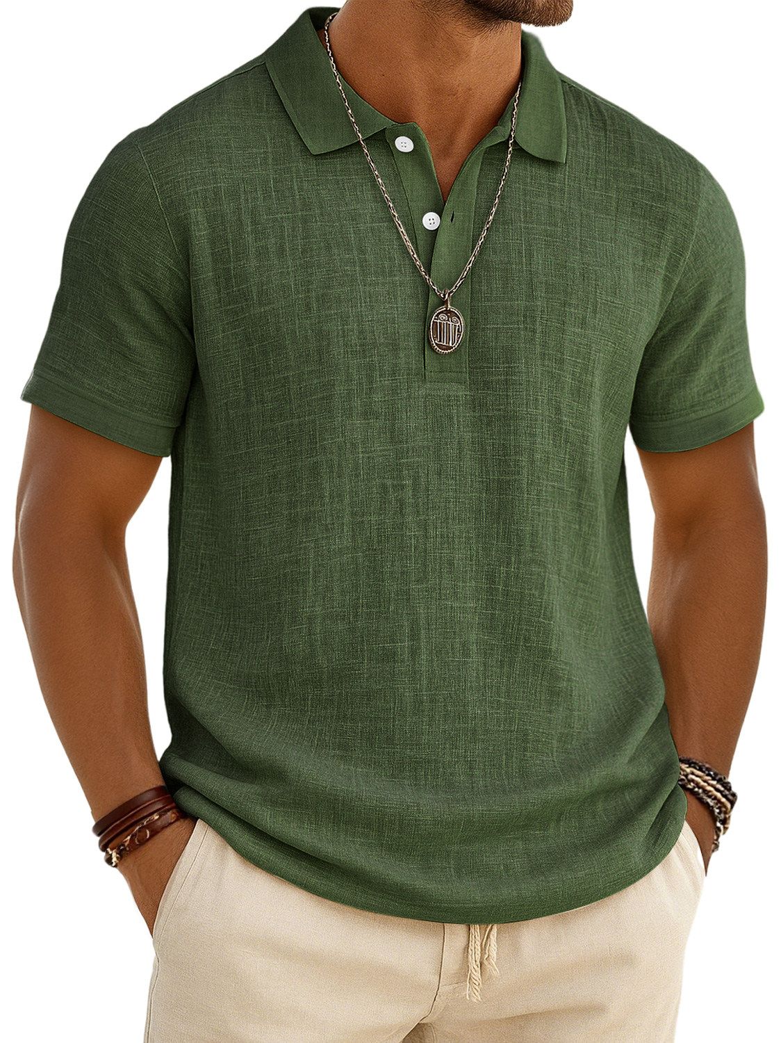 Men's Retro Lapel Button Casual Short Sleeve Plo Shirt