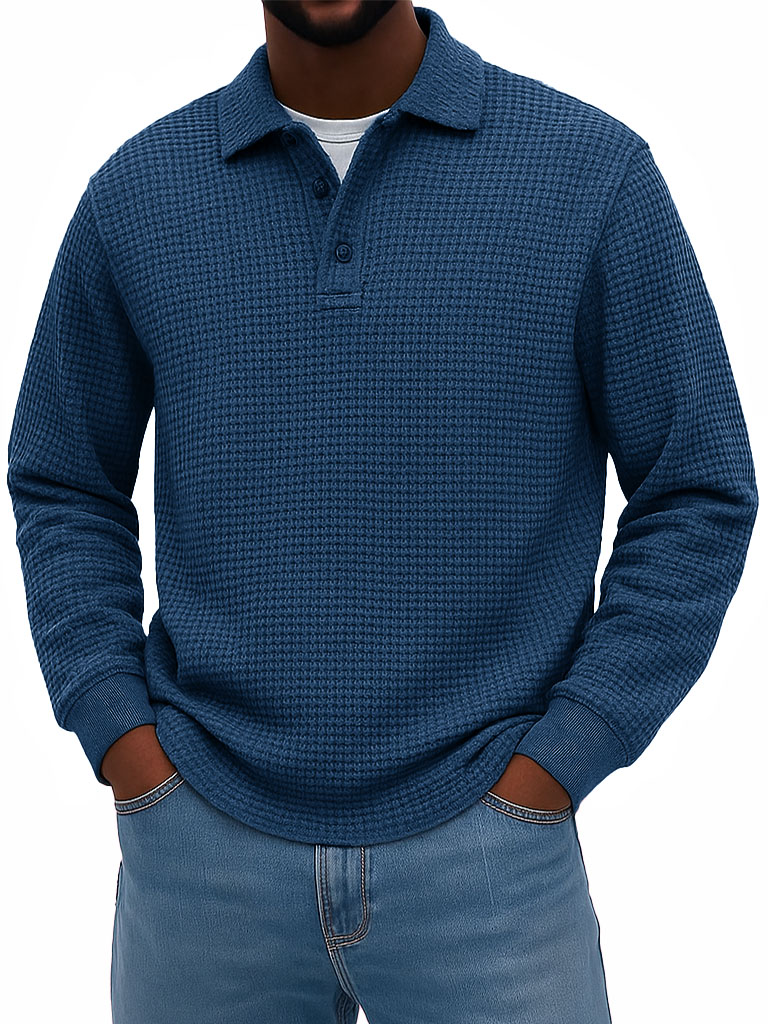 Men's Stylish Casual Corduroy Lapel Long-sleeved Polo Shirt 