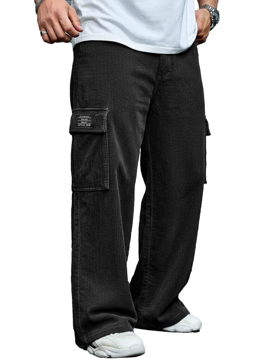 Men's Stylish Casual Corduroy Pocket Loose-fitting Work Trousers 