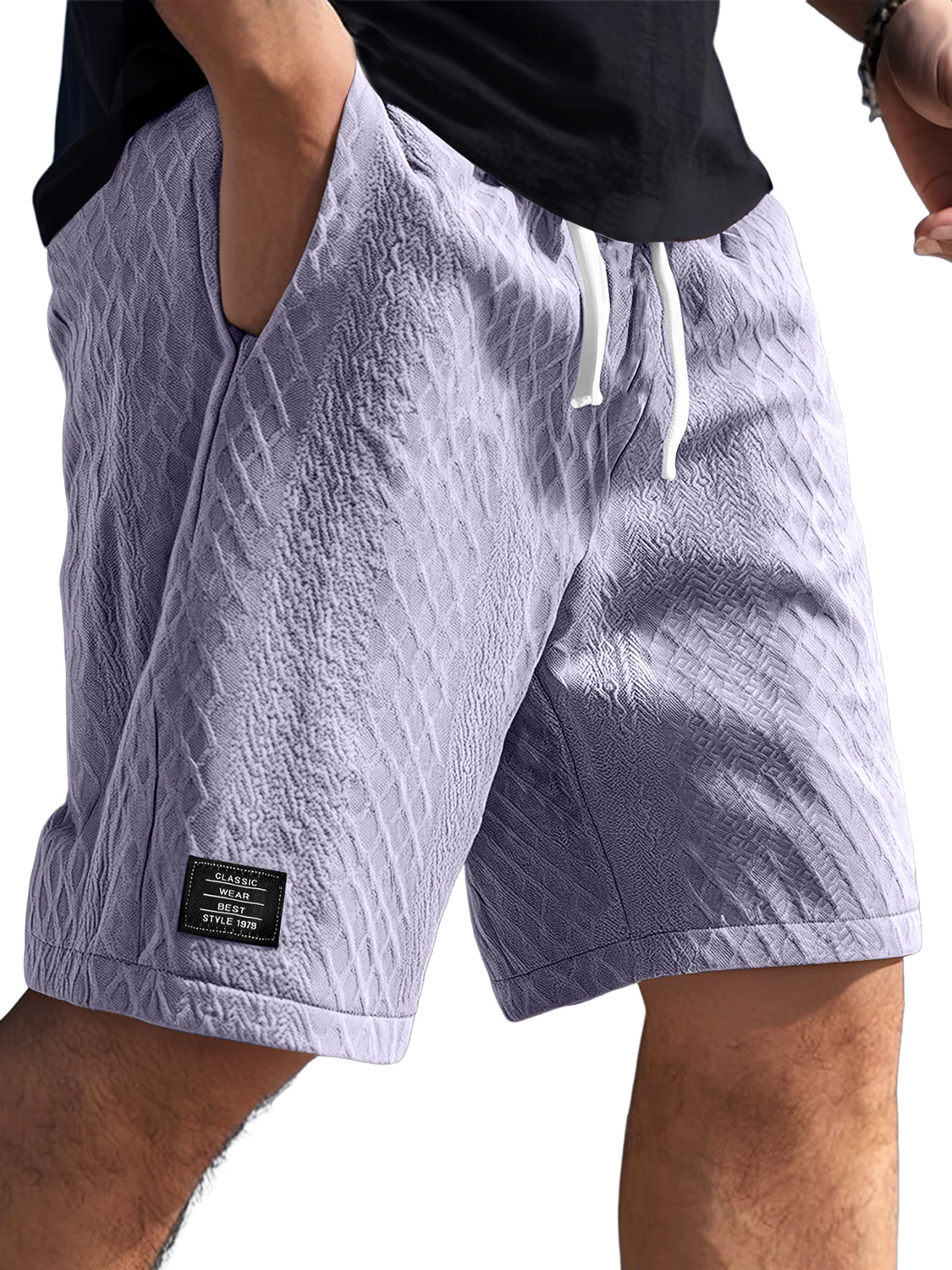 Men's Daily Jacquard Texture Logo Casual Solid Color Shorts