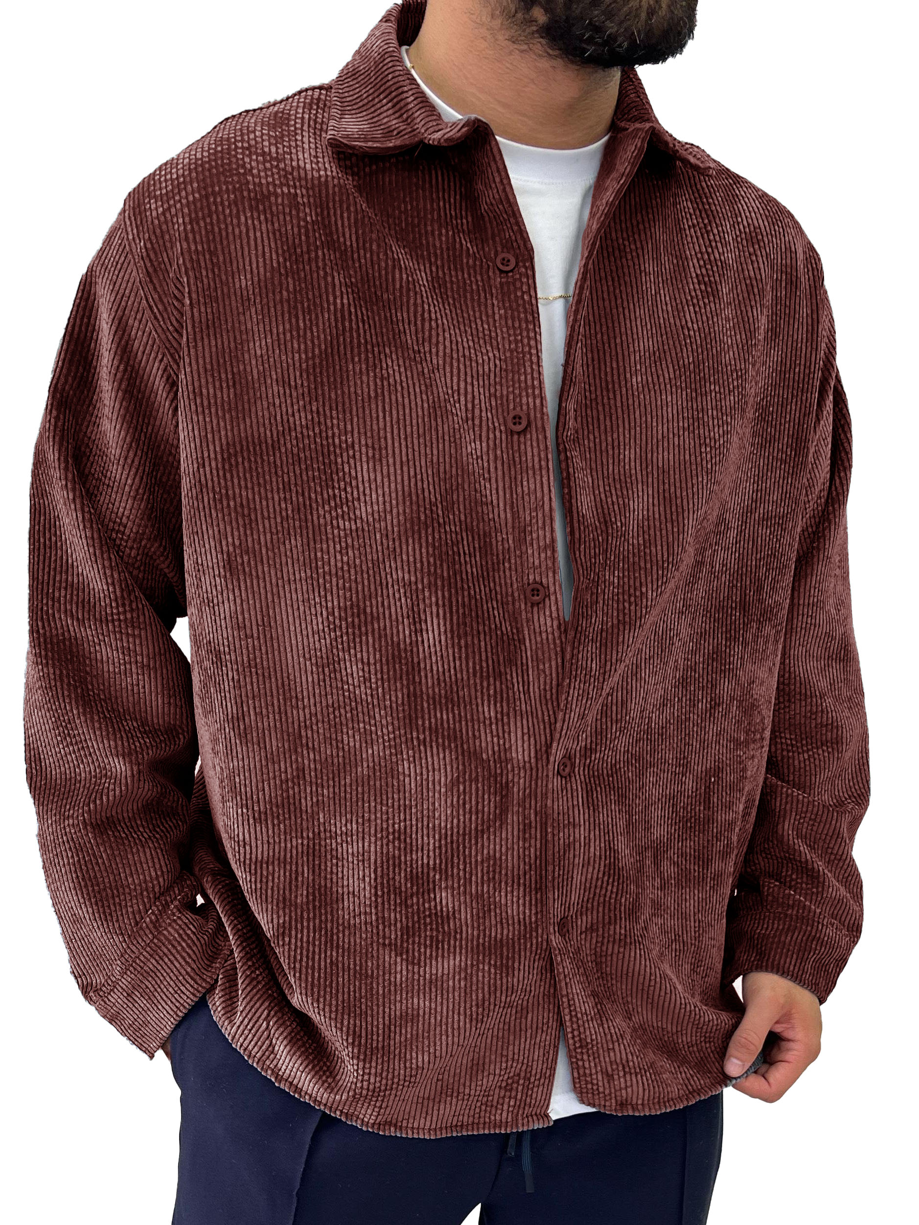 Men's Fashion Vintage Corduroy Fabric Long Sleeve Shirt