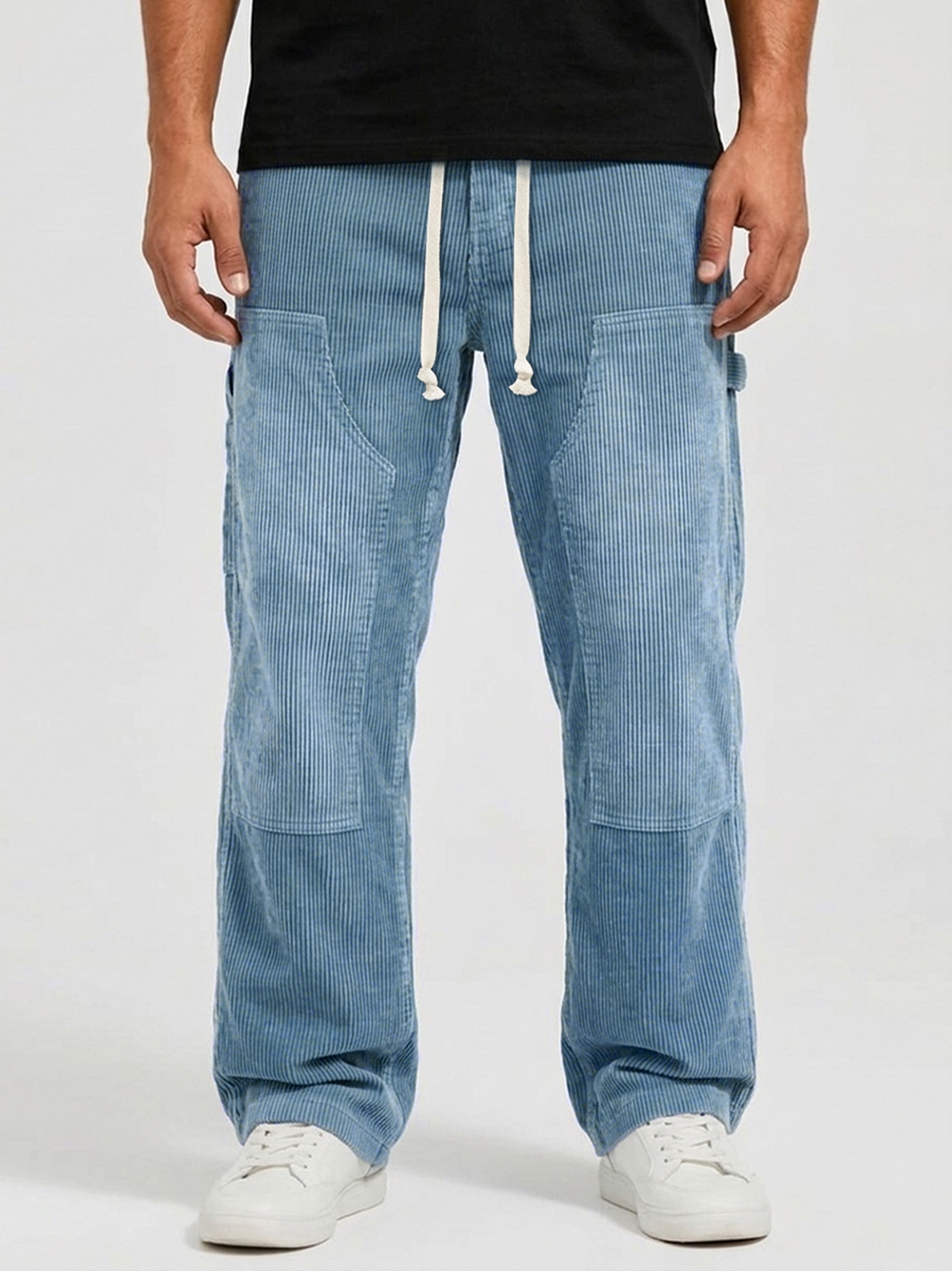 Men's Stylish Corduroy Cargo Trousers with Multiple Pockets