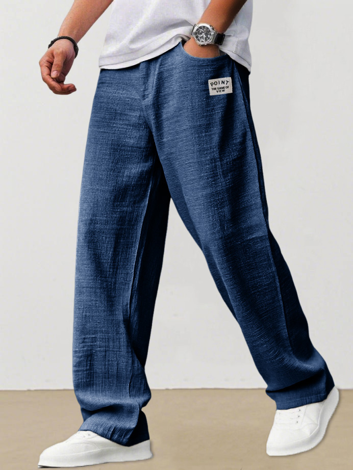 Men's Fashion Casual Daily Hemp Fabric Elastic Waist Trousers