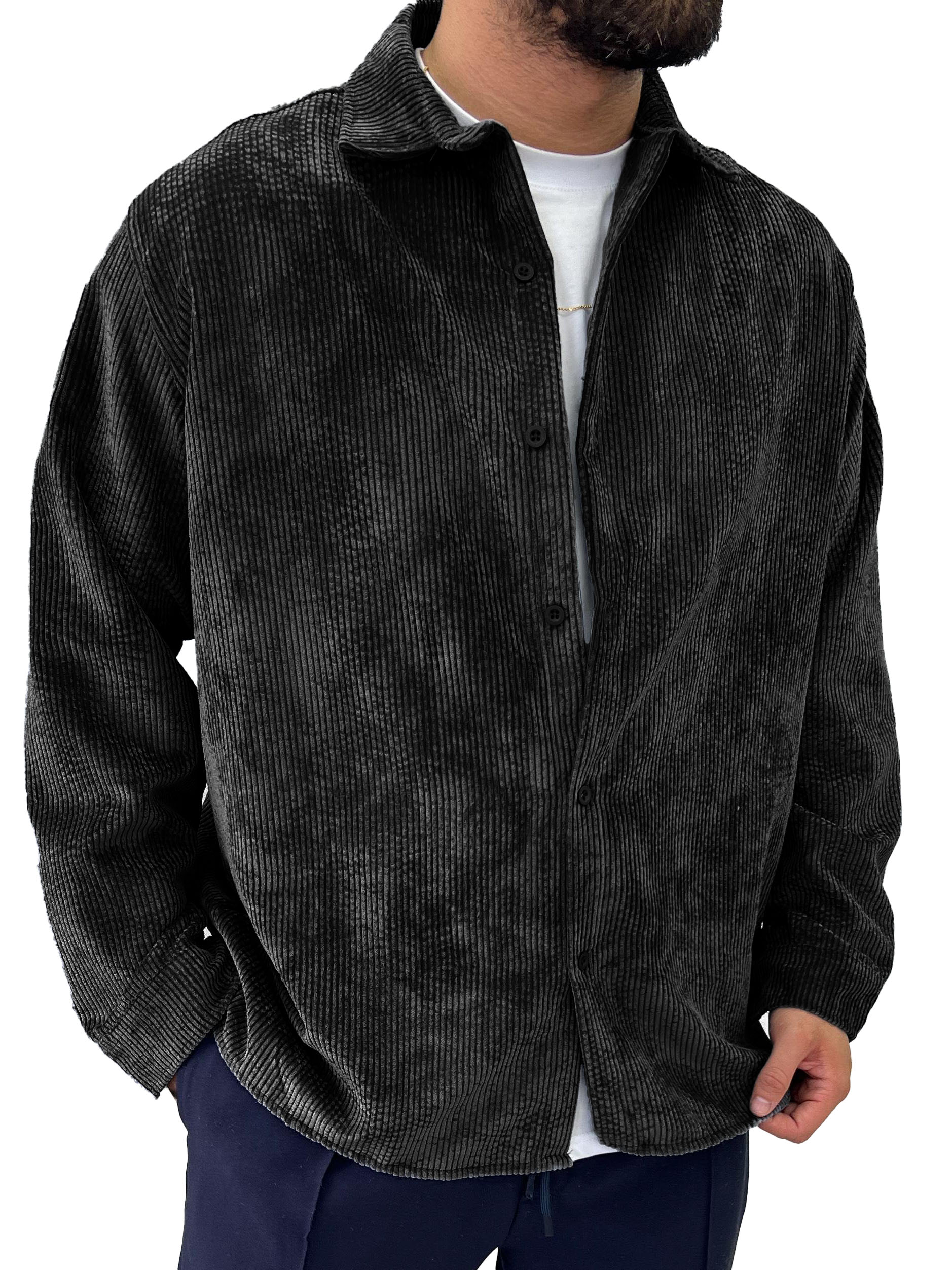 Men's Fashion Vintage Corduroy Fabric Long Sleeve Shirt