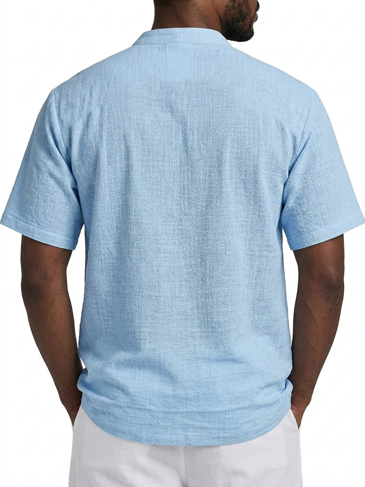 Men's Comfortable Cotton Linen Raglan Casual Short-Sleeve Henley Shirt