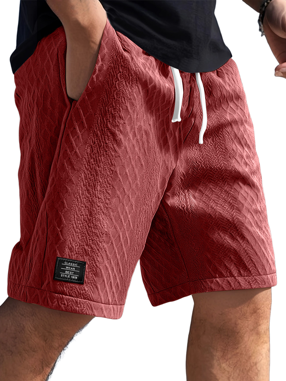 Men's Daily Jacquard Texture Logo Casual Solid Color Shorts